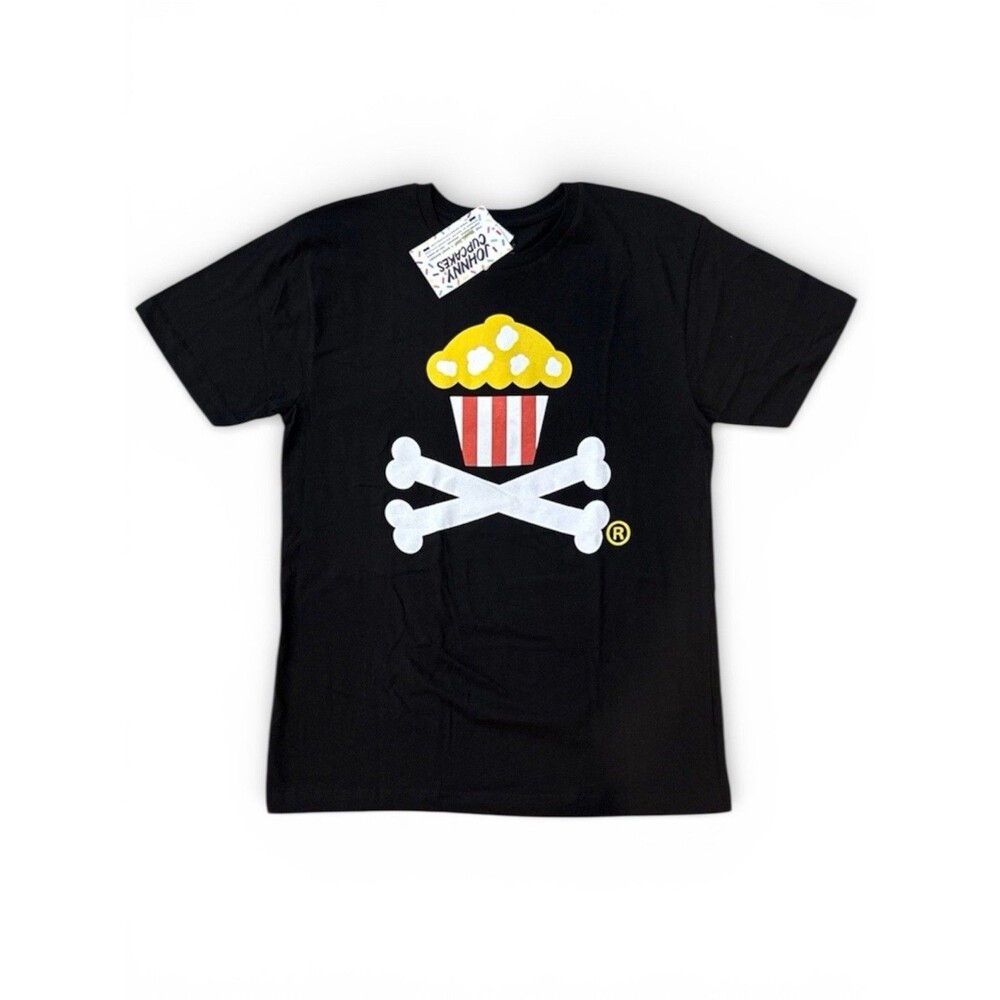 AMC X Johnny Cupcakes Black Popcorn Crossbones X Large XL T shirt BRAND NEW